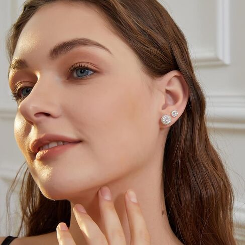 Pack of 7 Cubic Zirconia Stud Earrings 18K Gold Plated Hypoallergenic for Sensitive Ears in Saudi Arabia