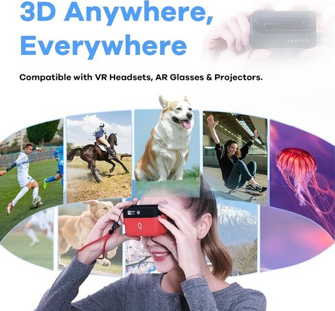 KanDao QooCam EGO, 24MP/8K Photos/4K 60FPS Videos Stereoscopic 3D Instant Display Camera, Compatible on VR Headsets/AR Glasses/Projectors in Kuwait