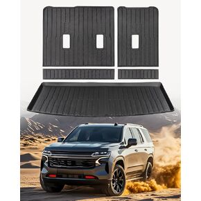 Car Accessories for Chevy Tahoe 2021-2025 & for GMC Yukon 2022 2023 2024 2025 (Excluding XL), All Weather TPE Cargo Liner with Backrest Mats for Tahoe & for Yukon (7/8 Seats), 3rd Row Backrest Mats in Kuwait