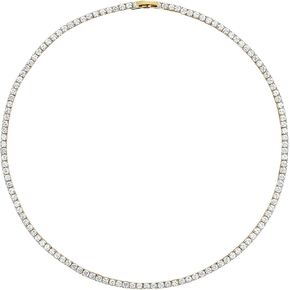 قلادة تنس 18K الذهب الأصفر مطلي 3.0 مم جولة قلادة تنس كلاسيكية مكعبة للنساء 15 بوصة in Kuwait