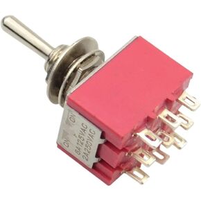 Red Mini MTS-302 6mm 9 Pin 2 Position ON/ON 5A/125VAC 2A/250VAC Toggle Switch(MTS-302) in Saudi Arabia