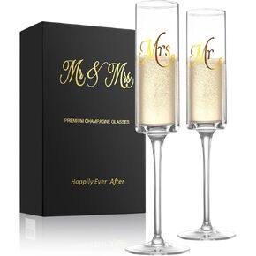 مزامير الشمبانيا للزفاف من السيد والسيدة مع جذع طويل، مجموعة من الزجاج المحمص للعروس والعريس مكونة من قطعتين، هدية استحمام فريدة من نوعها لحفلات الزفاف، والذكرى السنوية، وهدايا الزوجة، وهدايا الخطوبة للأزواج in Kuwait