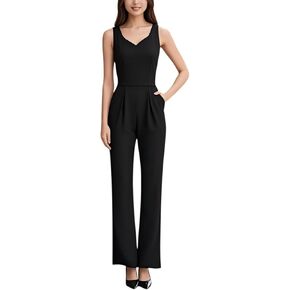DeftSharp 2025 Women's Sexy Cocktail Party Clubwear Casual Working Rompers Club Back Zip Belt Long Jumpsuit in Kuwait
