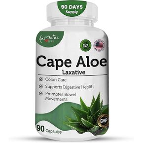 Cape Aloe Natural Laxative Supplement- Constipation Relief- Regulate Bowel - All-Natural Herbal Detox- Weight Management Supplement- Digestion Help Dietary Supplement- 90 Caps- Non-GMO in Saudi Arabia