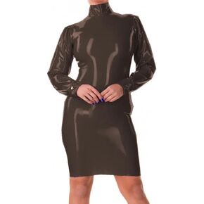 PVC Leather Sissy Sexy High Neck Sheath Pencil Mini Dress Shiny Bodycon Mini Dress in Saudi Arabia
