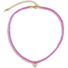 Boho Heart Beaded Choker Necklace Love Heart Summer Beach Colorful Beaded Pendant Necklace for Women Jewelry Gift in Kuwait