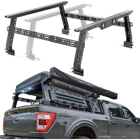 Adjustable 16-24.8" High Truck Bed Racks with 2 Led Lights Compatible with Ford F-Series/Ram/Gladiator JT/Silverado/Sierra/Tacoma/Tundra/Colorado/Canyon/Titan/Frontier Cargo Carrier Ladder Rack in Saudi Arabia