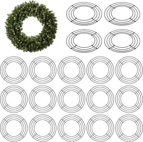 GINLANK 20 PCS 8 Inch Wire Wreath Frames, Green Metal Wreath Form, Metal Round Floral Ring Frames for Christmas New Year Holiday Decoration in Kuwait