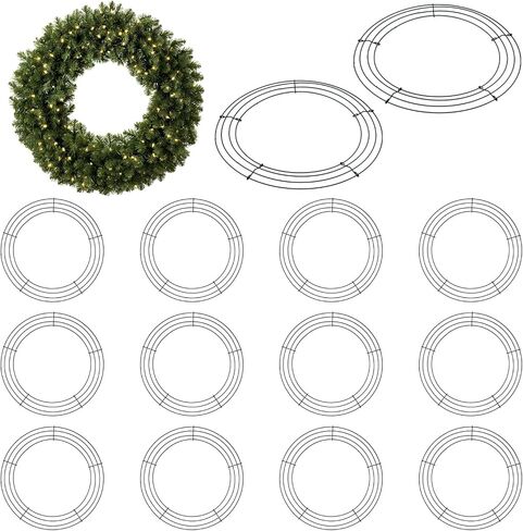 GINLANK 20 PCS 8 Inch Wire Wreath Frames, Green Metal Wreath Form, Metal Round Floral Ring Frames for Christmas New Year Holiday Decoration in Kuwait