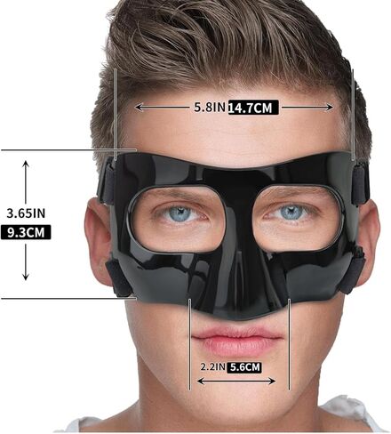 Nose Guard for Broken Nose, Protective Face Masks for Basketball and Soccer Sports,Adjustable Face Mask with Foam Padding for Men and Women, Clear in Kuwait