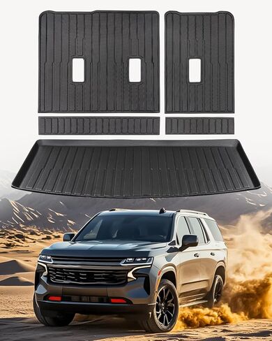 Car Accessories for Chevy Tahoe 2021-2025 & for GMC Yukon 2022 2023 2024 2025 (Excluding XL), All Weather TPE Cargo Liner with Backrest Mats for Tahoe & for Yukon (7/8 Seats), 3rd Row Backrest Mats in Kuwait
