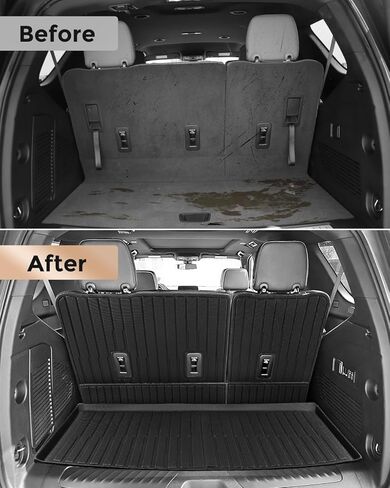 Car Accessories for Chevy Tahoe 2021-2025 & for GMC Yukon 2022 2023 2024 2025 (Excluding XL), All Weather TPE Cargo Liner with Backrest Mats for Tahoe & for Yukon (7/8 Seats), 3rd Row Backrest Mats in Kuwait