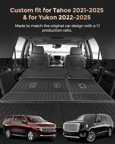 Car Accessories for Chevy Tahoe 2021-2025 & for GMC Yukon 2022 2023 2024 2025 (Excluding XL), All Weather TPE Cargo Liner with Backrest Mats for Tahoe & for Yukon (7/8 Seats), 3rd Row Backrest Mats in Kuwait