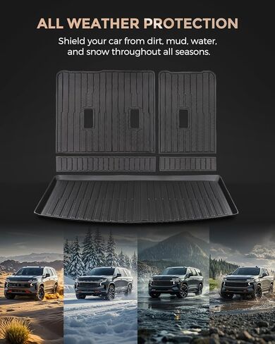 Car Accessories for Chevy Tahoe 2021-2025 & for GMC Yukon 2022 2023 2024 2025 (Excluding XL), All Weather TPE Cargo Liner with Backrest Mats for Tahoe & for Yukon (7/8 Seats), 3rd Row Backrest Mats in Kuwait
