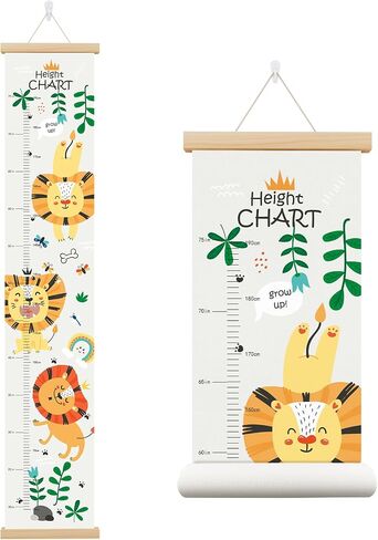 مخطط نمو القماش Zeeko Lion Canvas للأطفال ، حاكم قياس الارتفاع ، مخطط جدار ارتفاع الأطفال ، إطار شماعات قياس الطول ، 50-190 سم قياس الارتفاع المعلق للجدار ، 12 × 63 بوصة in Kuwait