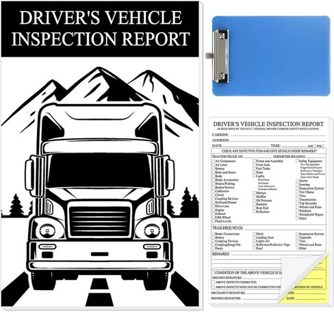 500Pcs Detailed Driver Daily Vehicle Inspection Report Book 2-Ply Carbonless Daily Pre-Trip Checklist Log for Truck Drivers 5.5 x 8.5inch Vehicle Inspection Report Form (50 Sets per Book, 10 Packs) in Kuwait