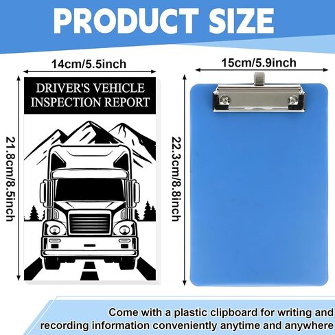 500Pcs Detailed Driver Daily Vehicle Inspection Report Book 2-Ply Carbonless Daily Pre-Trip Checklist Log for Truck Drivers 5.5 x 8.5inch Vehicle Inspection Report Form (50 Sets per Book, 10 Packs) in Kuwait