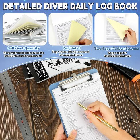 500Pcs Detailed Driver Daily Vehicle Inspection Report Book 2-Ply Carbonless Daily Pre-Trip Checklist Log for Truck Drivers 5.5 x 8.5inch Vehicle Inspection Report Form (50 Sets per Book, 10 Packs) in Kuwait