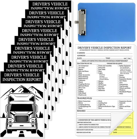 500Pcs Detailed Driver Daily Vehicle Inspection Report Book 2-Ply Carbonless Daily Pre-Trip Checklist Log for Truck Drivers 5.5 x 8.5inch Vehicle Inspection Report Form (50 Sets per Book, 10 Packs) in Kuwait