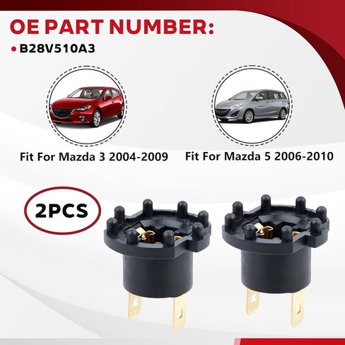 2pcs مصابيح المصابيح الأمامية مقبس ملاءمة لـ Mazda 5 2006-2010 ملائمة لـ Mazda 3 2004-2009 محول حامل قابس المصباح الأمامي استبدال OE B28V510A3 in Saudi Arabia