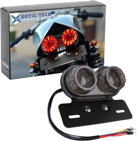 X Xotic Tech Mini Stalk سهم سهم مدخن مؤشر إشارة الدوران مؤشر Blinker مصباح متكامل مصباح الذيل مزدوج تشغيل لوحة ترخيص الفرامل ضوء/قوس دراجة نارية نارية شاملة in Saudi Arabia