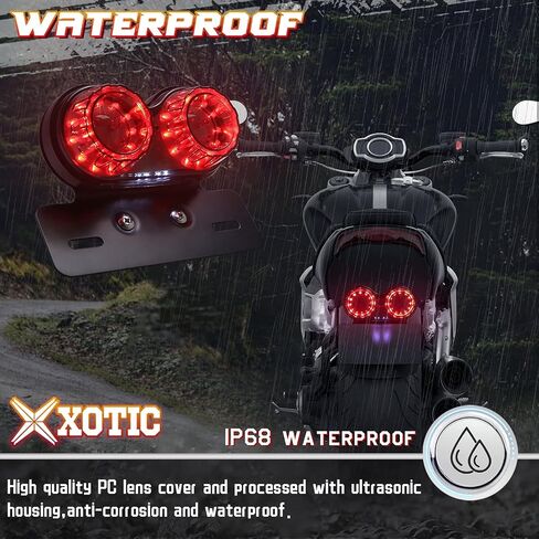 X Xotic Tech Mini Stalk سهم سهم مدخن مؤشر إشارة الدوران مؤشر Blinker مصباح متكامل مصباح الذيل مزدوج تشغيل لوحة ترخيص الفرامل ضوء/قوس دراجة نارية نارية شاملة in Saudi Arabia