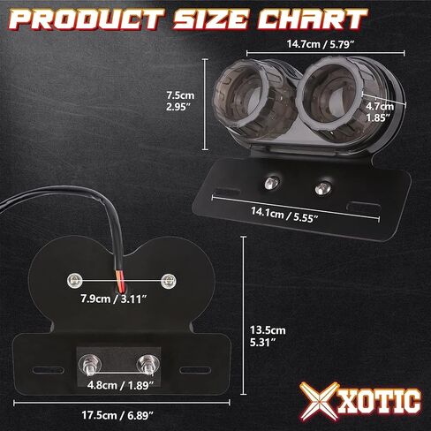 X Xotic Tech Mini Stalk سهم سهم مدخن مؤشر إشارة الدوران مؤشر Blinker مصباح متكامل مصباح الذيل مزدوج تشغيل لوحة ترخيص الفرامل ضوء/قوس دراجة نارية نارية شاملة in Saudi Arabia