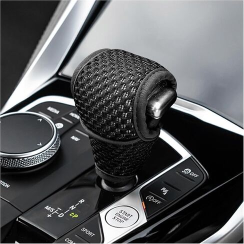 Car Gear Shift Knob Cover, Anti-Slip Manual Automatic Shifting Knob Gear Handle Stick Protection, Breathable Automotive Rod Lever Shifter Knobs Cover for SUV Truck RV (Black, Regular) in Saudi Arabia