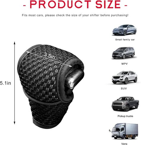 Car Gear Shift Knob Cover, Anti-Slip Manual Automatic Shifting Knob Gear Handle Stick Protection, Breathable Automotive Rod Lever Shifter Knobs Cover for SUV Truck RV (Black, Regular) in Saudi Arabia