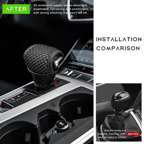 Car Gear Shift Knob Cover, Anti-Slip Manual Automatic Shifting Knob Gear Handle Stick Protection, Breathable Automotive Rod Lever Shifter Knobs Cover for SUV Truck RV (Black, Regular) in Saudi Arabia