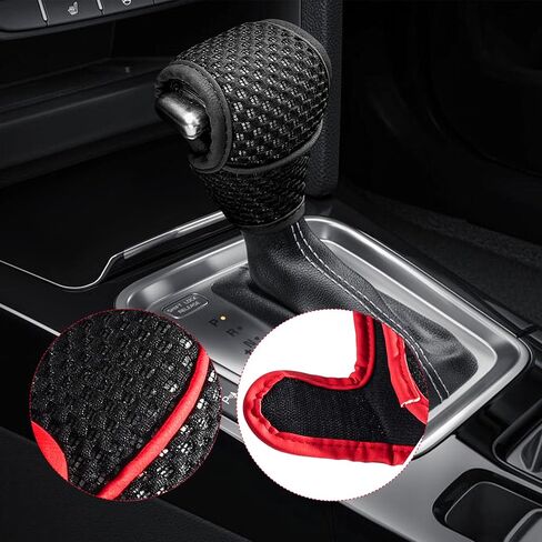 Car Gear Shift Knob Cover, Anti-Slip Manual Automatic Shifting Knob Gear Handle Stick Protection, Breathable Automotive Rod Lever Shifter Knobs Cover for SUV Truck RV (Black, Regular) in Saudi Arabia