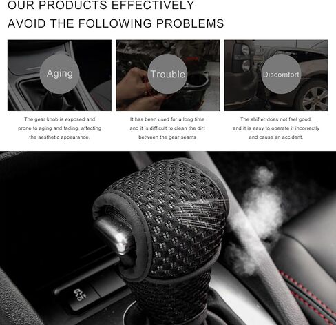 Car Gear Shift Knob Cover, Anti-Slip Manual Automatic Shifting Knob Gear Handle Stick Protection, Breathable Automotive Rod Lever Shifter Knobs Cover for SUV Truck RV (Black, Regular) in Saudi Arabia