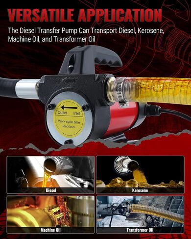 Diesel Transfer Pump, 12V DC Electric Oil Transfer Pump Kit, 11.9 GPM Fuel Transfer Pump for Transferring Diesel, Kerosene, Machine, Transformer Oil in Kuwait