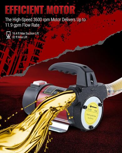 Diesel Transfer Pump, 12V DC Electric Oil Transfer Pump Kit, 11.9 GPM Fuel Transfer Pump for Transferring Diesel, Kerosene, Machine, Transformer Oil in Kuwait