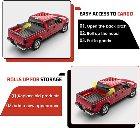 HECASA 6.5 FT لفة ناعمة تغطية TONNEAU متوافقة مع 1997-2004 FORD F-150 F150 Heritage Fleetside Styleside Truck Cargo Topper Topper Vinyl و Aluminium Frame Powder Black in Saudi Arabia