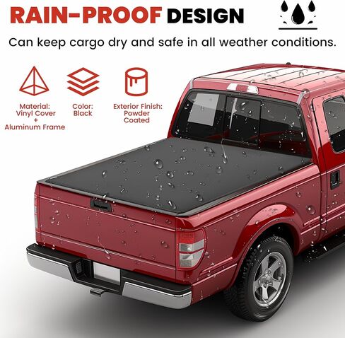 HECASA 6.5 FT لفة ناعمة تغطية TONNEAU متوافقة مع 1997-2004 FORD F-150 F150 Heritage Fleetside Styleside Truck Cargo Topper Topper Vinyl و Aluminium Frame Powder Black in Saudi Arabia