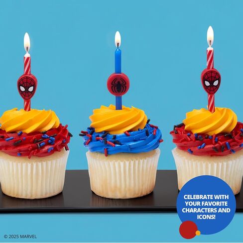 Marvel’s Spider-Man ™ عيد ميلاد شموع | 6 شموع عيد ميلاد لزخارف الكيك ، والشموع الحمراء والأزرق ، وأغطية الكعك لحفلة سبايدرمان in Saudi Arabia
