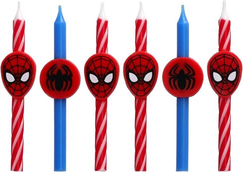 Marvel’s Spider-Man ™ عيد ميلاد شموع | 6 شموع عيد ميلاد لزخارف الكيك ، والشموع الحمراء والأزرق ، وأغطية الكعك لحفلة سبايدرمان in Saudi Arabia