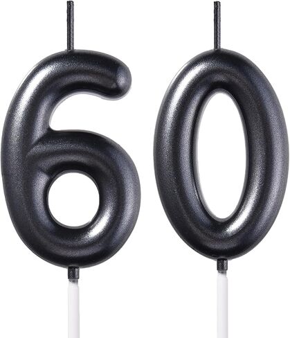 2.35 Inch Gold 60 Birthday Candles, 3D Diamond Number 60th Cake Topper for Boys Girls Birthday Party Decorations Theme Party in Saudi Arabia