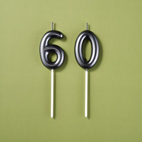 2.35 Inch Gold 60 Birthday Candles, 3D Diamond Number 60th Cake Topper for Boys Girls Birthday Party Decorations Theme Party in Saudi Arabia