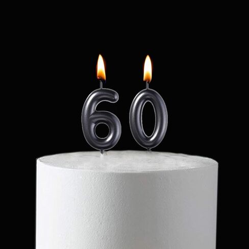 2.35 Inch Gold 60 Birthday Candles, 3D Diamond Number 60th Cake Topper for Boys Girls Birthday Party Decorations Theme Party in Saudi Arabia