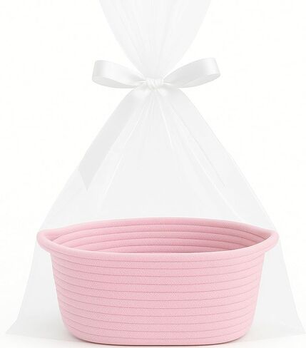 Small Woven Easter Gift Basket with Handles, 12 x 8 x 5 inches, Rope Basket Organizer with Gift Bags and Ribbons (Red) in Kuwait