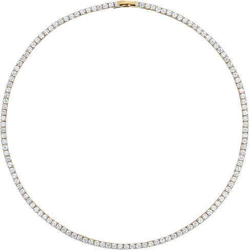 قلادة تنس 18K الذهب الأصفر مطلي 3.0 مم جولة قلادة تنس كلاسيكية مكعبة للنساء 15 بوصة in Kuwait