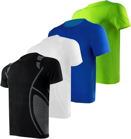 +MD 4 Pack Mens Cool Dry Short Sleeve T-Shirts, Athletic Running Gym Workout Tops,Crew Neck Shirts in Kuwait