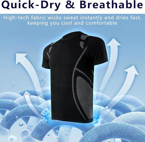 +MD 4 Pack Mens Cool Dry Short Sleeve T-Shirts, Athletic Running Gym Workout Tops,Crew Neck Shirts in Kuwait