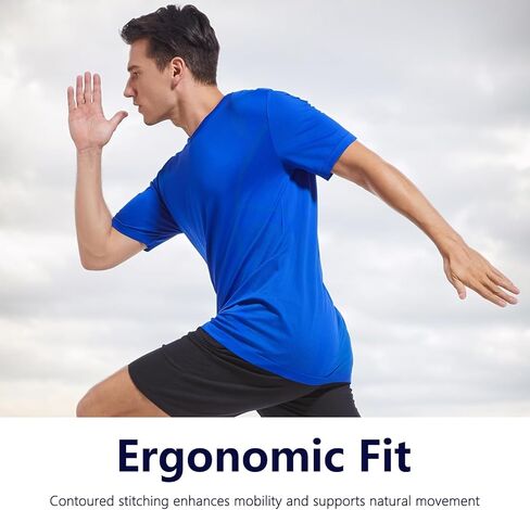 +MD 4 Pack Mens Cool Dry Short Sleeve T-Shirts, Athletic Running Gym Workout Tops,Crew Neck Shirts in Kuwait