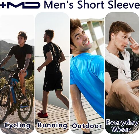 +MD 4 Pack Mens Cool Dry Short Sleeve T-Shirts, Athletic Running Gym Workout Tops,Crew Neck Shirts in Kuwait