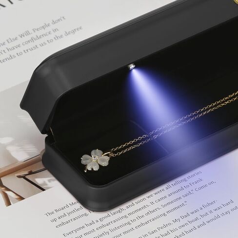 قلادة سوار هدايا صندوق ، PUIUM PU الجلود Jewellry السلسلة الطويلة الحامل لحضور حفل زفاف احتفال الذكرى عيد ميلاد ، قلادة تخزين صناديق للنساء فتاة (أسود) in Saudi Arabia