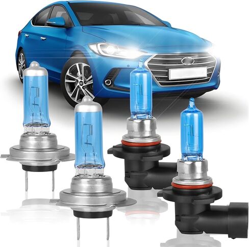 ملائمة لـ Elantra 2014 2015 2016 (مع جهاز العرض) 2017 2018 مصابيح مصابيح هالوجين عالية الأداء ، H7 High Beam +9005 Low Beam Beam Pray Pluctip Plbs ، Pluge and Play ، Pack of 4 in Kuwait