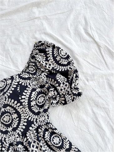 Floerns Women's Boho Floral Print Puff Sleeve Jumpsuit Summer Short Rompers in Saudi Arabia